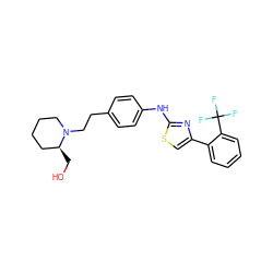 OC[C@H]1CCCCN1CCc1ccc(Nc2nc(-c3ccccc3C(F)(F)F)cs2)cc1 ZINC000096273993