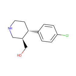 OC[C@H]1CNCC[C@@H]1c1ccc(Cl)cc1 ZINC000013475002