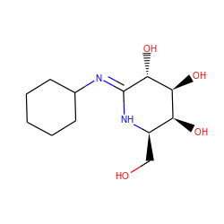 OC[C@H]1N/C(=N\C2CCCCC2)[C@H](O)[C@@H](O)[C@H]1O ZINC000299821675