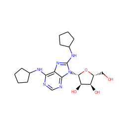 OC[C@H]1O[C@@H](n2c(NC3CCCC3)nc3c(NC4CCCC4)ncnc32)[C@H](O)[C@@H]1O ZINC000013755465