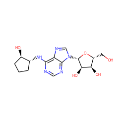 OC[C@H]1O[C@@H](n2cnc3c(N[C@@H]4CCC[C@H]4O)ncnc32)[C@H](O)[C@@H]1O ZINC000003794578