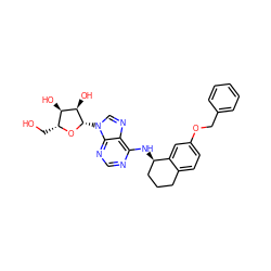 OC[C@H]1O[C@@H](n2cnc3c(N[C@@H]4CCCc5ccc(OCc6ccccc6)cc54)ncnc32)[C@H](O)[C@@H]1O ZINC000048998080