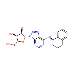 OC[C@H]1O[C@@H](n2cnc3c(N[C@@H]4CCCc5ccccc54)ncnc32)[C@H](O)[C@@H]1O ZINC000013649485