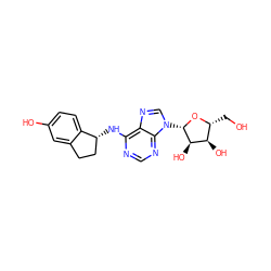 OC[C@H]1O[C@@H](n2cnc3c(N[C@@H]4CCc5cc(O)ccc54)ncnc32)[C@H](O)[C@@H]1O ZINC000013649443