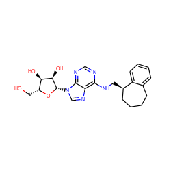 OC[C@H]1O[C@@H](n2cnc3c(NC[C@@H]4CCCCc5ccccc54)ncnc32)[C@H](O)[C@@H]1O ZINC000013649557