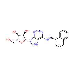 OC[C@H]1O[C@@H](n2cnc3c(NC[C@@H]4CCCc5ccccc54)ncnc32)[C@H](O)[C@@H]1O ZINC000013649541