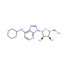 OC[C@H]1O[C@@H](n2cnc3c(NC4CCCCC4)ccnc32)[C@H](O)[C@@H]1O ZINC000032016595