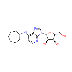 OC[C@H]1O[C@@H](n2cnc3c(NC4CCCCCC4)ccnc32)[C@H](O)[C@@H]1O ZINC000032016596