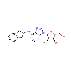 OC[C@H]1O[C@@H](n2cnc3c(NC4Cc5ccccc5C4)ncnc32)[C@H](O)[C@@H]1O ZINC000006117198