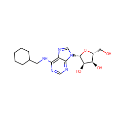 OC[C@H]1O[C@@H](n2cnc3c(NCC4CCCCC4)ncnc32)[C@H](O)[C@@H]1O ZINC000012405294