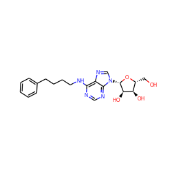 OC[C@H]1O[C@@H](n2cnc3c(NCCCCc4ccccc4)ncnc32)[C@H](O)[C@@H]1O ZINC000012405459