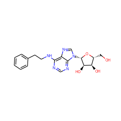 OC[C@H]1O[C@@H](n2cnc3c(NCCc4ccccc4)ncnc32)[C@H](O)[C@@H]1O ZINC000004475329