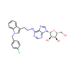 OC[C@H]1O[C@@H](n2cnc3c(NCCc4cn(Cc5ccc(Cl)cc5)c5ccccc45)ncnc32)[C@H](O)[C@@H]1O ZINC000012405738