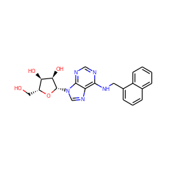 OC[C@H]1O[C@@H](n2cnc3c(NCc4cccc5ccccc45)ncnc32)[C@H](O)[C@@H]1O ZINC000013782070