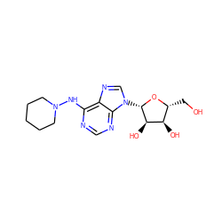 OC[C@H]1O[C@@H](n2cnc3c(NN4CCCCC4)ncnc32)[C@H](O)[C@@H]1O ZINC000026580363