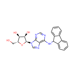 OC[C@H]1O[C@H](n2cnc3c(NC4c5ccccc5-c5ccccc54)ncnc32)[C@H](O)[C@@H]1O ZINC000049000213