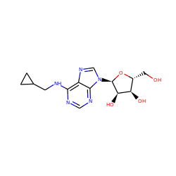 OC[C@H]1O[C@H](n2cnc3c(NCC4CC4)ncnc32)[C@H](O)[C@@H]1O ZINC000048999614