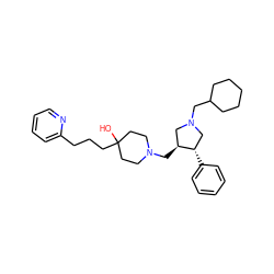 OC1(CCCc2ccccn2)CCN(C[C@H]2CN(CC3CCCCC3)C[C@@H]2c2ccccc2)CC1 ZINC000013819412