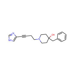 OC1(Cc2ccccc2)CCN(CCC#Cc2c[nH]cn2)CC1 ZINC000026672379