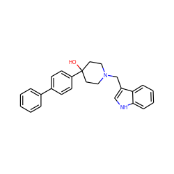 OC1(c2ccc(-c3ccccc3)cc2)CCN(Cc2c[nH]c3ccccc23)CC1 ZINC000028878336