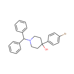 OC1(c2ccc(Br)cc2)CCN(C(c2ccccc2)c2ccccc2)CC1 ZINC000028817079