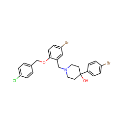 OC1(c2ccc(Br)cc2)CCN(Cc2cc(Br)ccc2OCc2ccc(Cl)cc2)CC1 ZINC000028822121