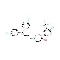 OC1(c2ccc(Cl)c(C(F)(F)F)c2)CCN(CCCC(c2ccc(F)cc2)c2ccc(F)cc2)CC1 ZINC000004217252