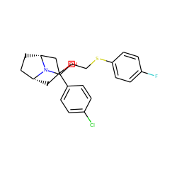 OC1(c2ccc(Cl)cc2)C[C@@H]2CC[C@H](C1)N2CCCSc1ccc(F)cc1 ZINC000299829856