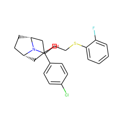 OC1(c2ccc(Cl)cc2)C[C@@H]2CC[C@H](C1)N2CCCSc1ccccc1F ZINC000299831510