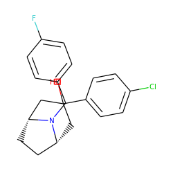 OC1(c2ccc(Cl)cc2)C[C@@H]2CC[C@H](C1)N2Cc1ccc(F)cc1 ZINC000028456651