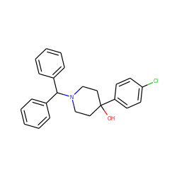 OC1(c2ccc(Cl)cc2)CCN(C(c2ccccc2)c2ccccc2)CC1 ZINC000028817077