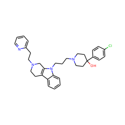 OC1(c2ccc(Cl)cc2)CCN(CCCn2c3c(c4ccccc42)CCN(CCc2ccccn2)C3)CC1 ZINC000036093022