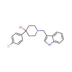 OC1(c2ccc(Cl)cc2)CCN(Cc2c[nH]c3ccccc23)CC1 ZINC000000006788