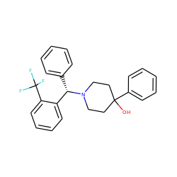 OC1(c2ccccc2)CCN([C@@H](c2ccccc2)c2ccccc2C(F)(F)F)CC1 ZINC000028708184