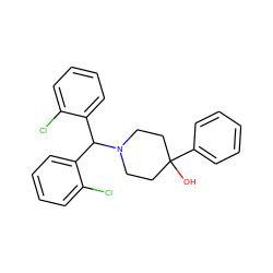 OC1(c2ccccc2)CCN(C(c2ccccc2Cl)c2ccccc2Cl)CC1 ZINC000028708220