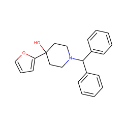 OC1(c2ccco2)CCN(C(c2ccccc2)c2ccccc2)CC1 ZINC000028817151