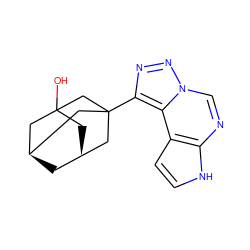 OC12C[C@H]3C[C@@H](C1)CC(c1nnn4cnc5[nH]ccc5c14)(C3)C2 ZINC001772637666