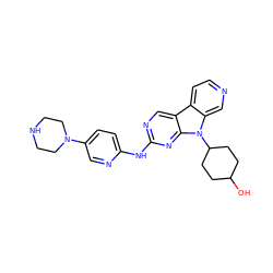 OC1CCC(n2c3cnccc3c3cnc(Nc4ccc(N5CCNCC5)cn4)nc32)CC1 ZINC000169706626