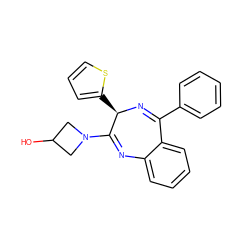 OC1CN(C2=Nc3ccccc3C(c3ccccc3)=N[C@@H]2c2cccs2)C1 ZINC000053194178