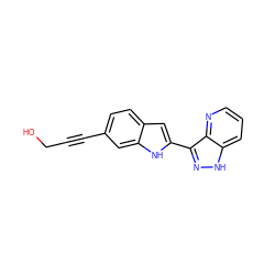 OCC#Cc1ccc2cc(-c3n[nH]c4cccnc34)[nH]c2c1 ZINC000066075371