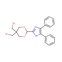 OCC1(CO)COC(c2nc(-c3ccccc3)c(-c3ccccc3)[nH]2)OC1 ZINC000013755450