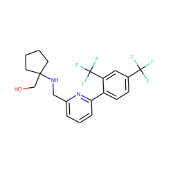 OCC1(NCc2cccc(-c3ccc(C(F)(F)F)cc3C(F)(F)F)n2)CCCC1 ZINC000218697868