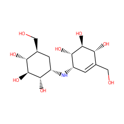 OCC1=C[C@H](N[C@H]2C[C@H](CO)[C@@H](O)[C@H](O)[C@H]2O)[C@H](O)[C@@H](O)[C@@H]1O ZINC000016052241