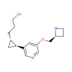 OCCC[C@H]1C[C@@H]1c1cncc(OC[C@@H]2CCN2)c1 ZINC000096915347