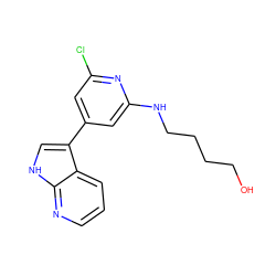 OCCCCNc1cc(-c2c[nH]c3ncccc23)cc(Cl)n1 ZINC000063539780