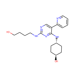 OCCCCNc1ncc(-c2ccccn2)c(N[C@H]2CC[C@H](O)CC2)n1 ZINC000261165264