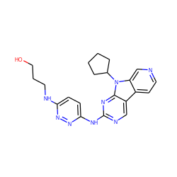 OCCCNc1ccc(Nc2ncc3c4ccncc4n(C4CCCC4)c3n2)nn1 ZINC000169706744