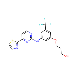 OCCCOc1cc(Nc2nccc(-c3nccs3)n2)cc(C(F)(F)F)c1 ZINC000040897766