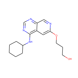 OCCCOc1cc2c(NC3CCCCC3)ncnc2cn1 ZINC000040395499