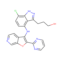 OCCCc1n[nH]c2c(Cl)ccc(Nc3c(-c4ncccn4)oc4cnccc34)c12 ZINC000066078677